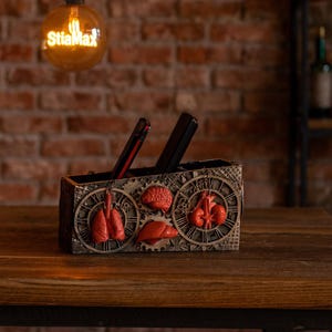 TV remote control holder, mobile phone holder, business card holder, pen holder, holder, storage box for TV remote controls, steampunk