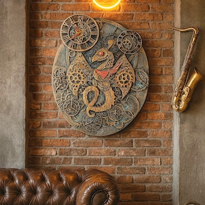 Exclusive steampunk handmade on canvas, steampunk 3D wall pictures, steampunk wall decoration handmade the Dragon