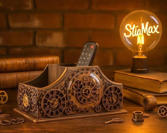 Organizador de escritorio, almacenamiento de papelería, caja de tarjetas de visita, material de oficina, mobiliario de oficina, steampunk