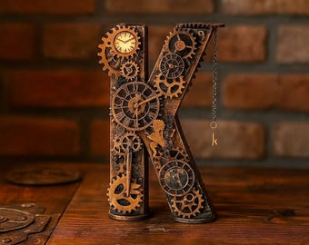 Decoración de mesa Steampunk Decoración del hogar Decoración Steampunk Letra Steampunk de doble cara K