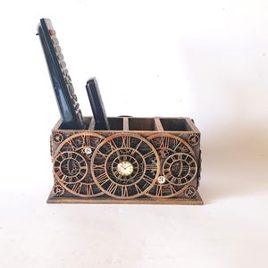 TV-Fernbedienung Halter, Handyhalter, Visitenkartenhalter, Kugelschreiberhalter, Halter,Abstellbox für TV-Fernbedienungen, Steampunk