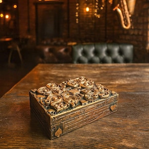 Exklusive Steampunk-Geschenkbox, Kartenbox, Geschenkbox aus Holz, Spielkartenbox mit zwei Fächern Joker