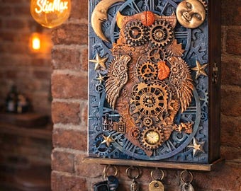 Caja de llaves steampunk exclusiva, tablero de llaves, almacenamiento de llaves Steampunk