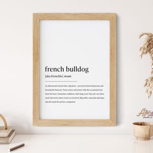 French Bulldog Definition Print | Wall Art | Living Room | Bedroom | Typography | Home Decor | Quote | Frenchie | Black & White Print | Dog