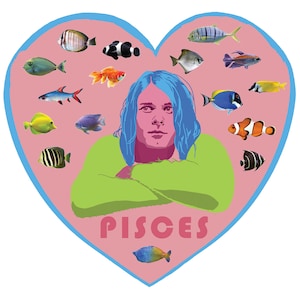 Limited Edition - Kurt Cobain/Pisces - Keychain - 2&quot; x 1.92&quot;