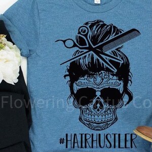 Hairdresser Sugar Skull Hair Stylist Scissors Gift Funny Sticker