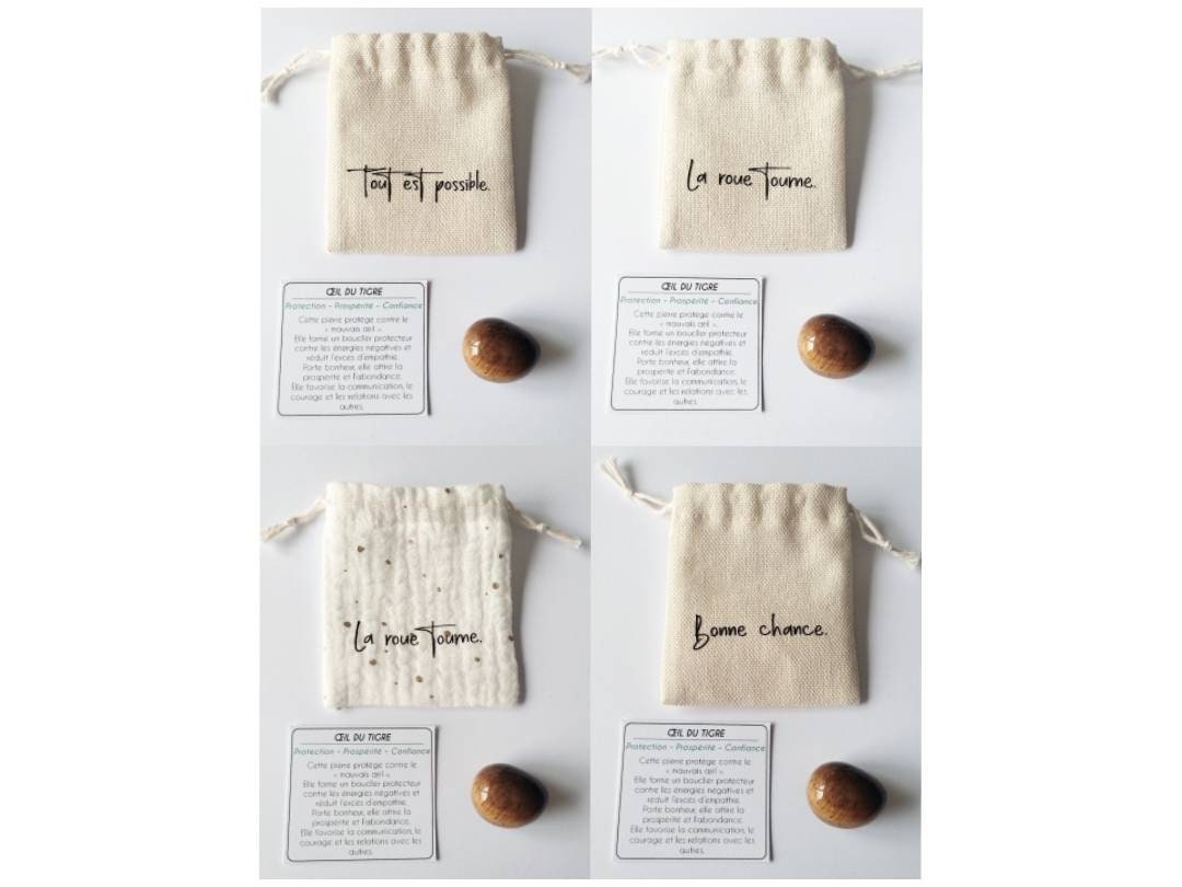 Pochette à Message avec Pierre Naturelle Roulée Œil Du Tigre