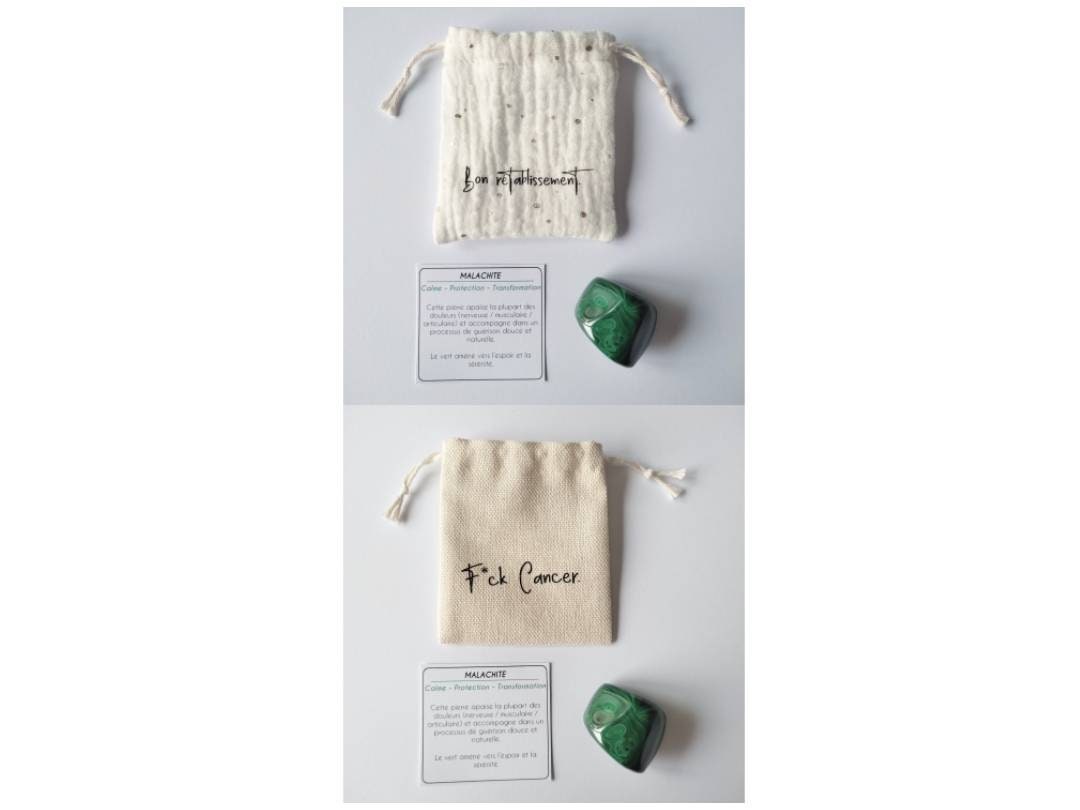 Pochette à Message avec Pierre Naturelle Roulée Malachite