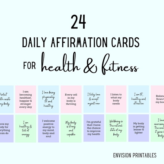 Printable Affirmation Cards for Health &amp; Fitness // Printable - Etsy UK