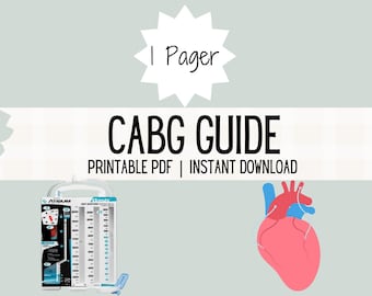 Bypass de arteria coronaria CABG / Notas de enfermería de la UCI / Guía de estudio de cuidados críticos / Enfermera CVOR / Estudiante de enfermería / Cateterismo cardíaco / Descarga instantánea