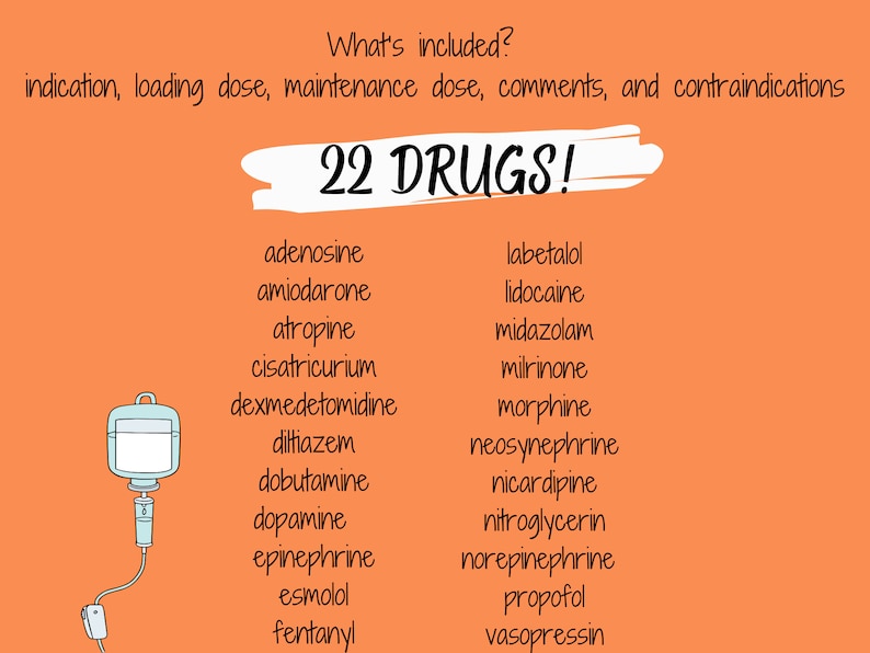 ICU Critical Care Drips IV Infusions Nursing Notes Nursing School ICU