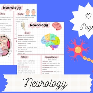 Neurology Notes, ICU Nursing Study Guides, Nursing Student Notes, Physical Assessment, Critical Care Study Guides, CCRN, Instant Download