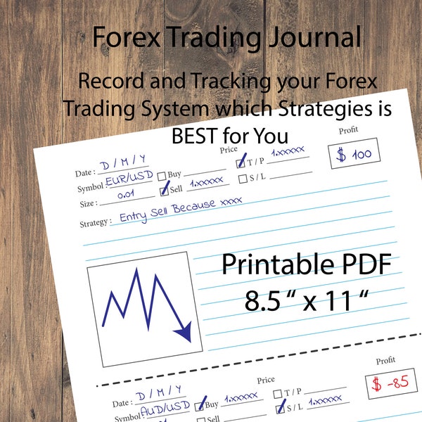 Printable Forex Trading Journal - 8.5 x 11 inch  Forex Trader Tracking Strategy