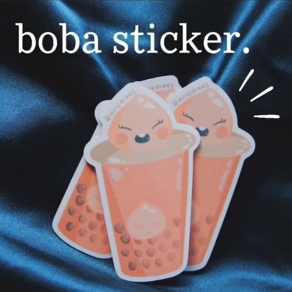 Apeach Boba Sticker - Boba Sticker - kakao friends Sticker - Kakao Talk Friends - Pink Stickers - Boba Milk Tea - Kawaii Sticker