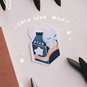 Milk Carton Sticker - Cat Sticker - Matte Vinyl Sticker - Milk Sticker - Cute Sticker - Notebeans Stationery -