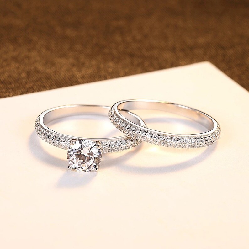 Engagement Ring Set Girlfriend Wife Anniversary Gift Eternity Ring Valentines Gift Birthday Gift