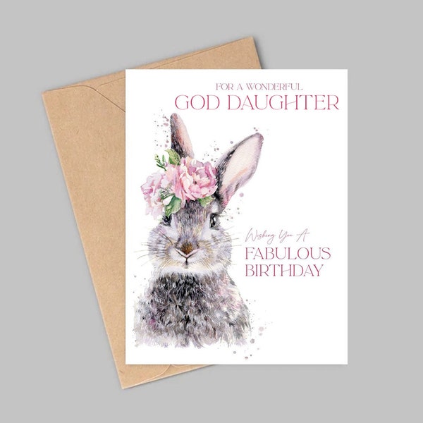 God-Daughter Birthday Card - Painted Hare Art Design - Birthday Card