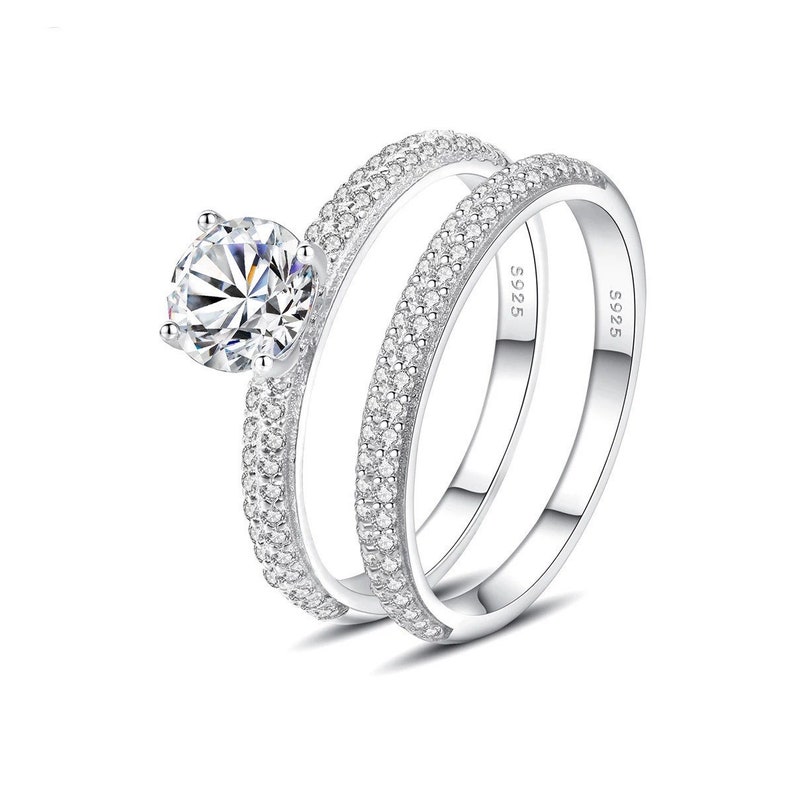 Engagement Ring Set Girlfriend Wife Anniversary Gift Eternity Ring Valentines Gift Birthday Gift