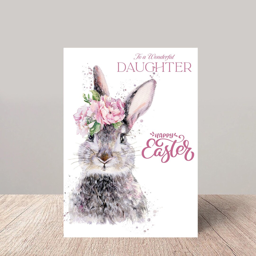 Beautiful Daughter Easter Card Painted Hare Etsy