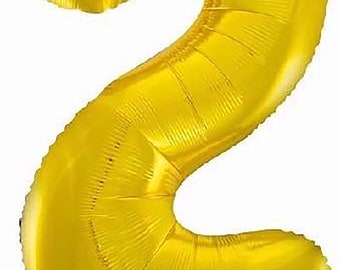 Large 34" Number 2 Gold Birthday Balloon