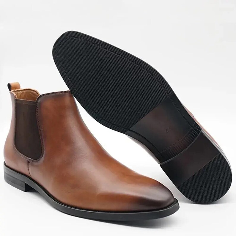 Italian Leather Chelsea Boots - Brown