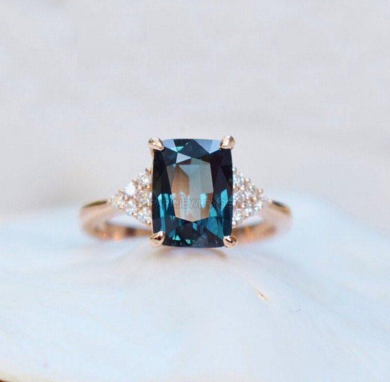 Blue Sapphire Engagement and Wedding Ring Sapphire Wedding Etsy