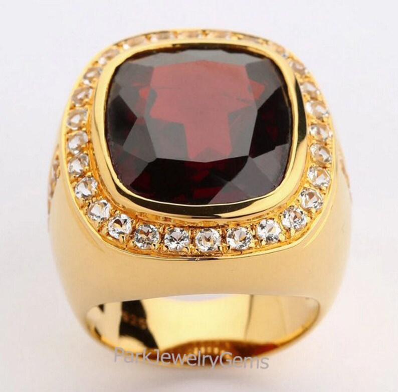 Mens Ring Yellow Gold Cushion Ring Solid 925 Etsy