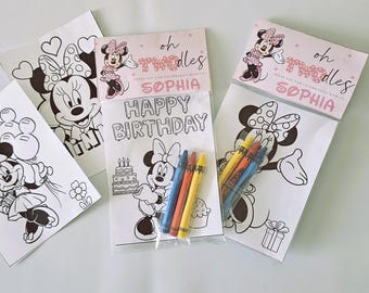 Recuerdos de fiesta de Minnie Mouse, Mini hojas para colorear y crayones, Recuerdos de fiesta, Bolsas de regalos - Recuerdos de fiesta de Minnie Mouse Clubhouse, Minnie