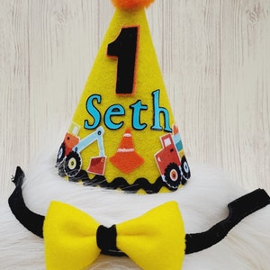 Personalized Construction hat- Construction Birthday Hat-Dump Truck birthday decorations- Boys Birthday Hat- Construction Birthday Outfit-