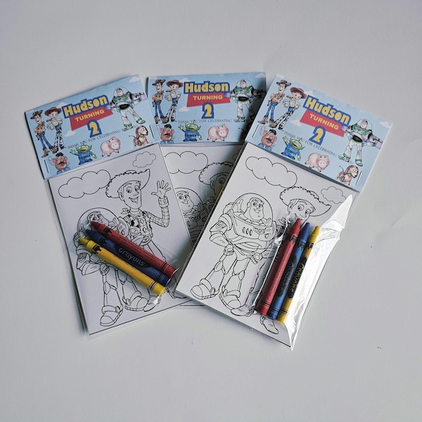 Toy story party favors, Party favors mini coloring sheets & crayons, Two infinity and beyond party favor, Custom Toy story party favor bag