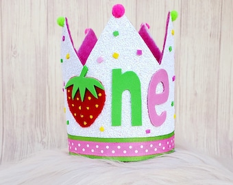 strawberry first birthday-Berry first birthday-First birthday crown-First birthday hat-First birthday gift-strawberry birthday decorations