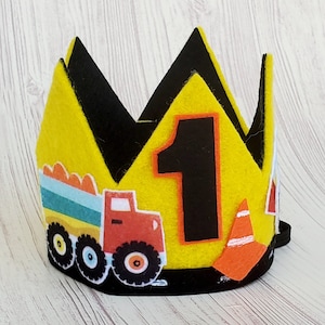 Construction first birthday -First birthday crown-First birthday hat-kids birthday crown-truck birthday crown-Dump truck birthday decoration