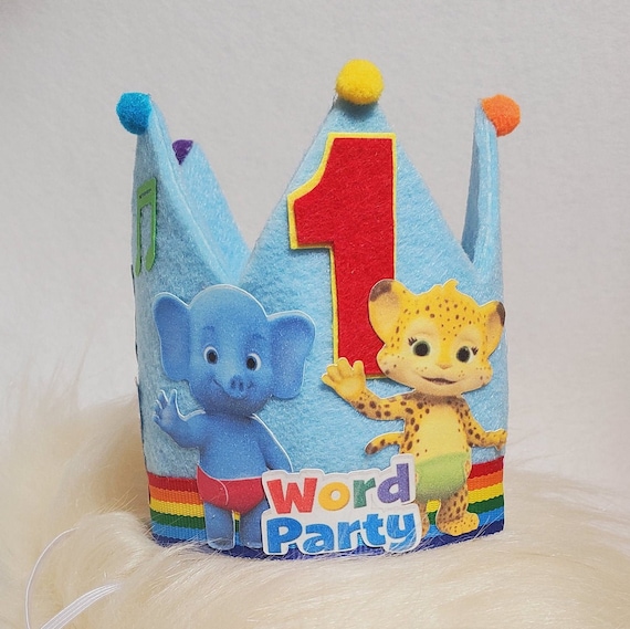 Word Party birthday hat-First birthday Hat-1st Birthday Crown- Word Party outfit-Word Party decorations-Kids Photo Prop- Boys First Birthday