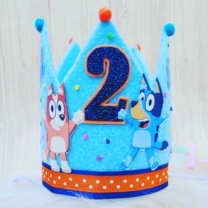 first birthday girl-first birthday hat-Second Birthday-Kids birthday outfit-blue dog birthday-blue dog decoration-toddlers birthday theme