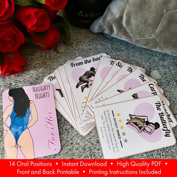PRINTABLE For Her Oral Position Cards | Sex Cards | Adult Games | Sex Games for Her | Erotic Cards | Kamasutra Cards | Gifts for Her |