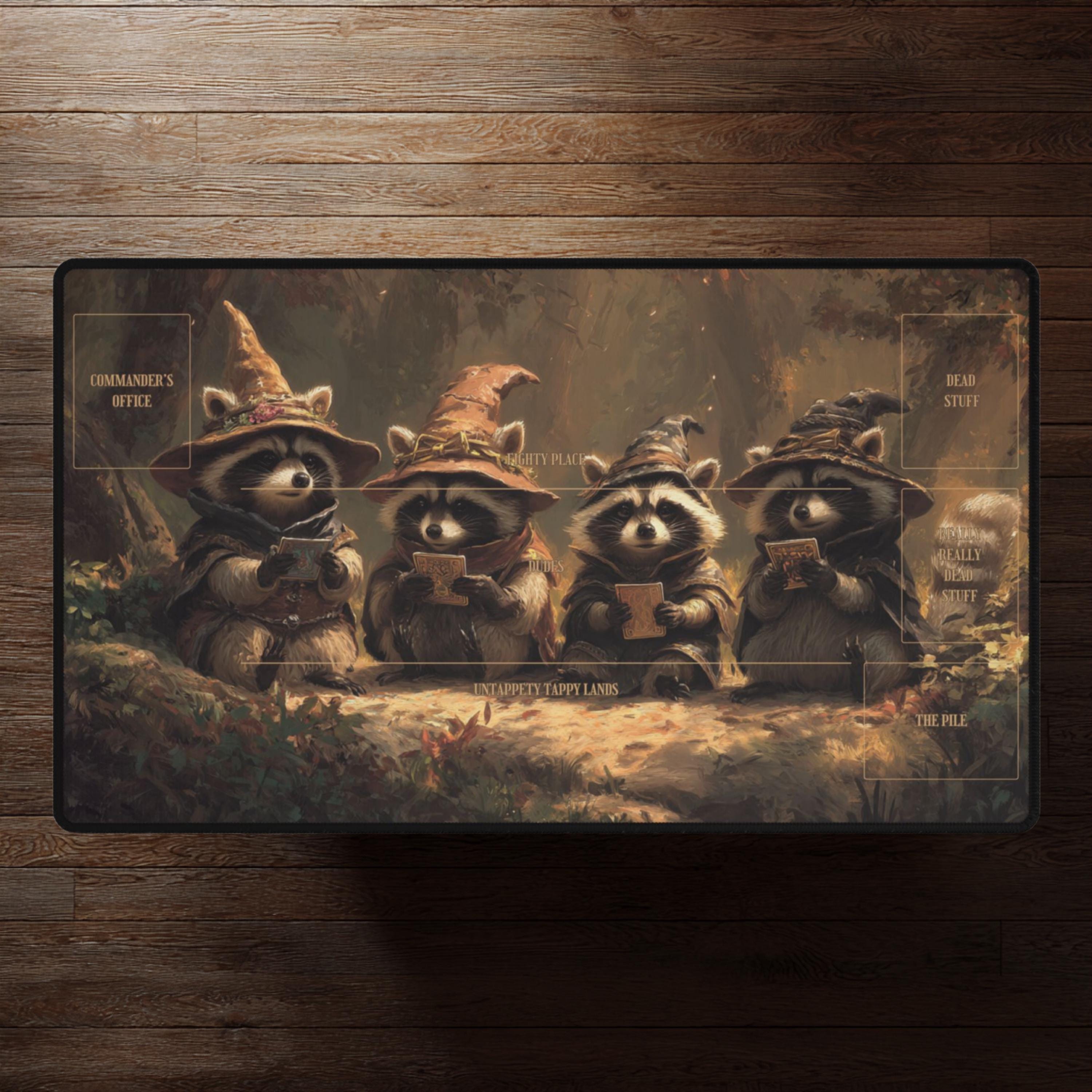 Desk Racoons Small Racoons Playing TCG Game MTG Playmat: Gamer Desk Mat With ...