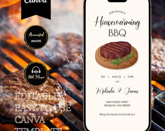 Housewarming BBQ Invitation: Backyard Cookout Party (Digital Template)