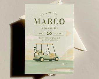 Golf First Birthday Invitation: Par-Tee Party, Hole-in-One, Editable Template (Digital Download)