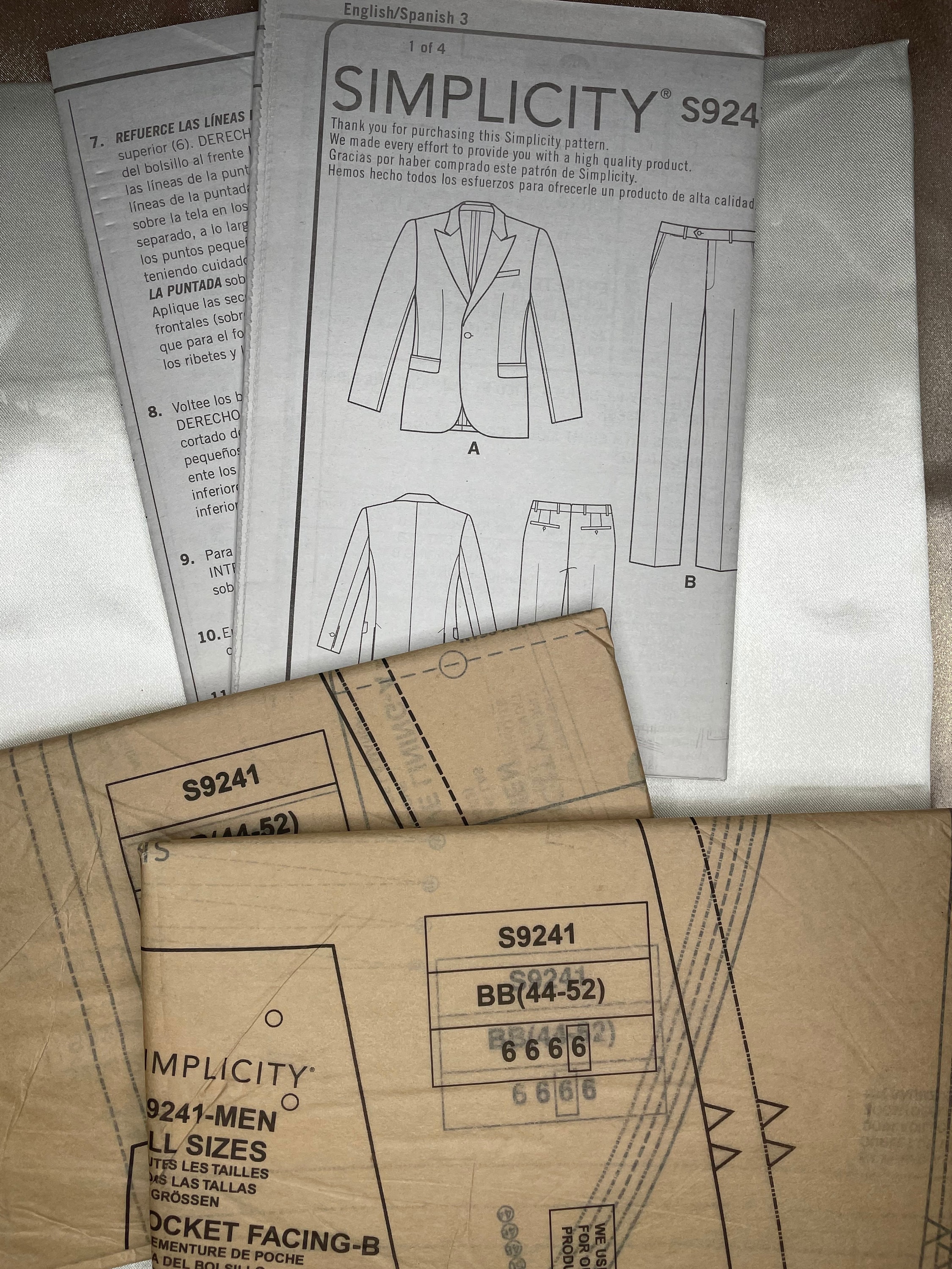 Simplicity 9241 Men's Suit Sewing Pattern Etsy