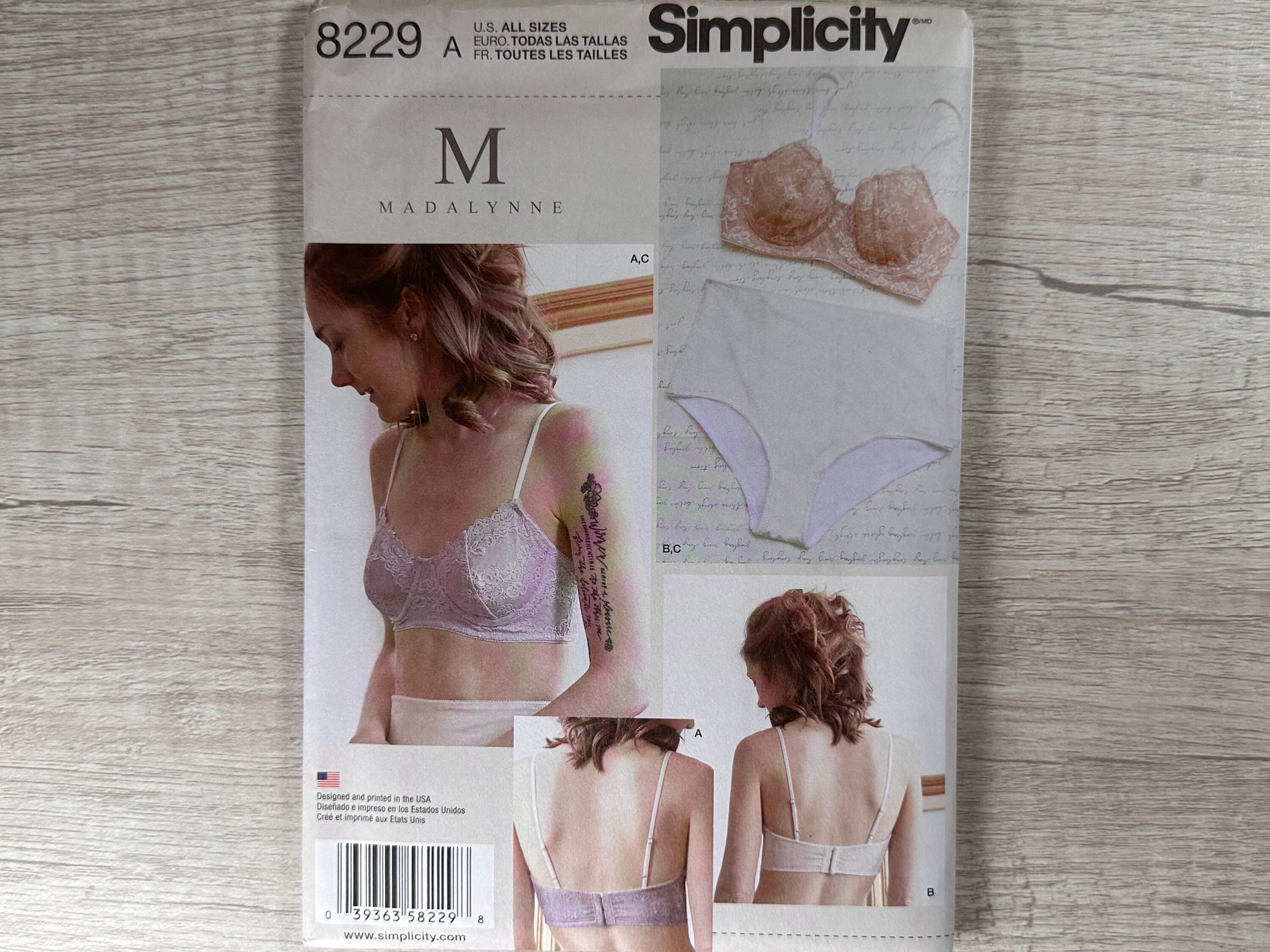 Simplicity Sewing Pattern 8229, Madalynne Misses' Underwire Bras and Panties  -  Sweden