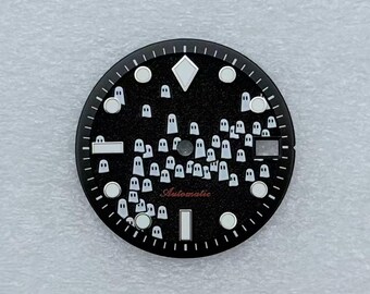 Custom Logo 28.5mm Ghost Pattern Dial Green Luminous NH35 NH36 NH38 Automatic Watch Mod Parts