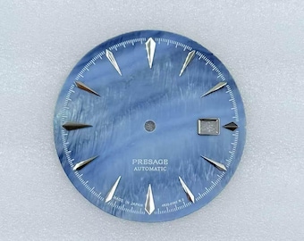 Customized dial 35mm  MOP dial white blue for the NH35 movement. The artistic dial design and luxurious modified watch accessories.