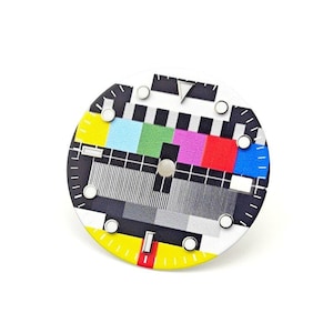 Retro TV Test Card Watch Dial -28.5mm BGW9 Blue Luminous Face -Custom Mod Part for NH35 NH36 Movements -Sub Style Vintage Television Pattern