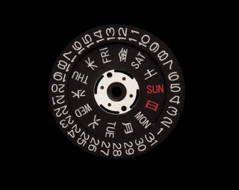 Black and white Date-disc NH35 36 calendar / setting Calendar Date-day serum suitable for SKX007 scallop Watch Accessories