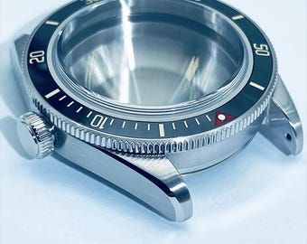 Caja de 38 mm de estilo vintage con brazalete de acero inoxidable 316L y cristal de zafiro abovedado para movimientos NH35 y NH36 - Reloj de buceo vintage MOD