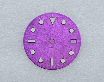 Custom Logo 28.5mm Ice Crack Texture Dial Green Luminous NH35 NH36 NH38 Automatic Watch Mod Parts