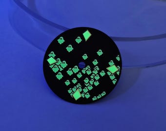 Custom 28.5mm Ghost Pattern Watch Dial Luminous Face for NH35 NH34 4R35 Mechanical Movements, Personalized Handcrafted Watch Mod Part