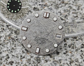 Watch Modification Parts NH35 Dial Meteorite Pattern Surface Green Luminous Dial DIY Modification Mechanical Watch Accessories 28.5mm Dial