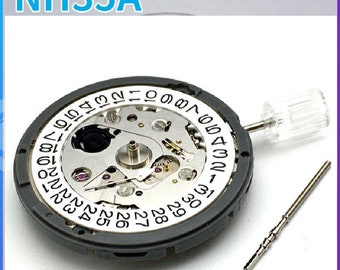 Japão NH35 NH35A 24 rubis movimento mecânico automático de alta precisão Data preto branco