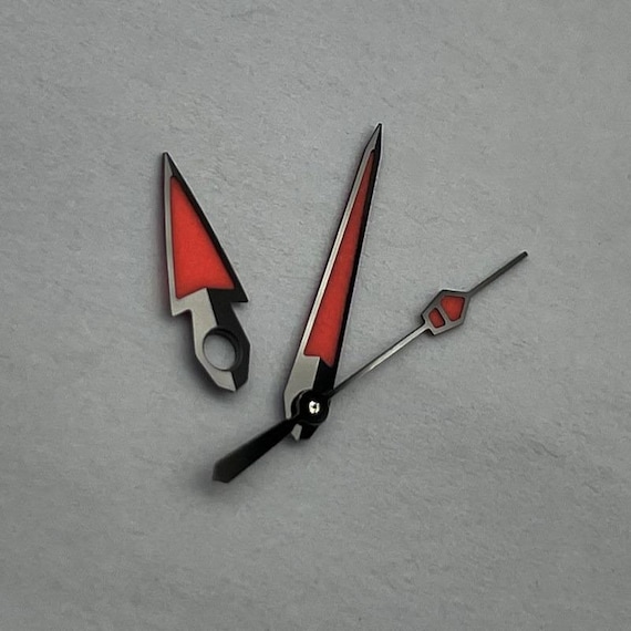 Custom Mod Watch Hands for NH35 NH36 4R35 4R36 Movement, Super C3 Luminous, Unique Red & Black Lume Diver Hands, Professional Repair Parts
